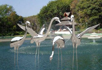 水景白鹤雕塑 风景区几何雕塑 广场小品