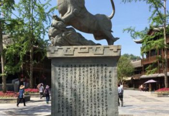 售楼部白虎雕塑，喷砂发光雕塑，彩绘题材