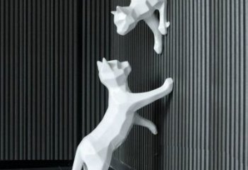 售楼部猫咪雕塑，喷砂发光雕塑，彩绘题材