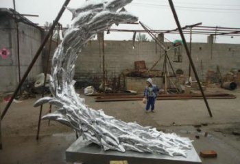 公园鱼形雕塑，喷砂发光雕塑，铸铜工艺