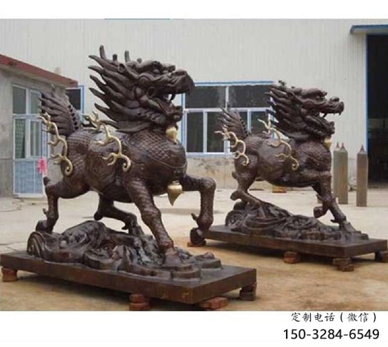 街道貔貅雕塑，铸铜农耕雕塑，古铜效果
