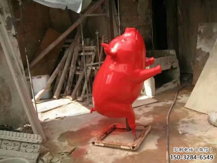 彩绘野猪雕塑，抽象主题，烤漆工艺制作