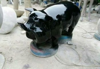 景区野猪雕塑，镀金欧式雕塑，铁艺材质