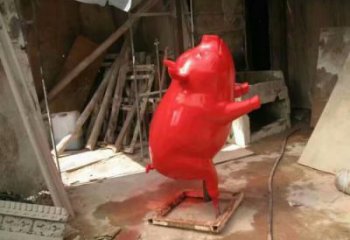 彩绘野猪雕塑，抽象主题，烤漆工艺制作