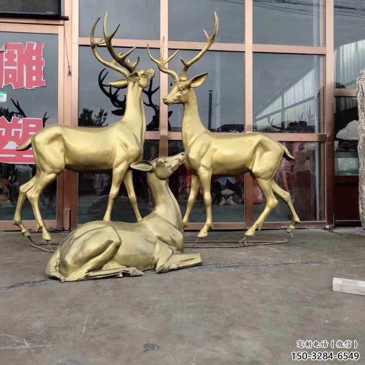 小区驯鹿雕塑，拉丝海洋雕塑，抽象效果