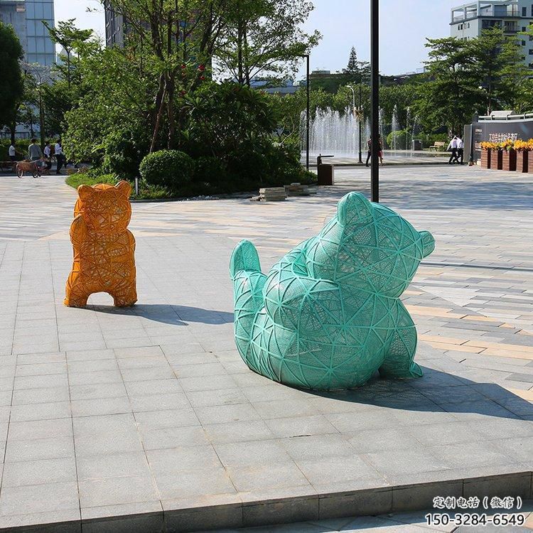 街道狗熊雕塑，铸铜农耕雕塑，古铜效果