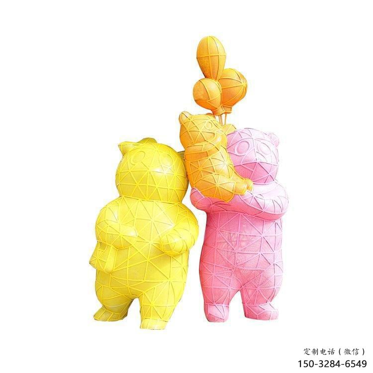 冷饮店狗熊雕塑，镀铜海洋雕塑，镜面工艺