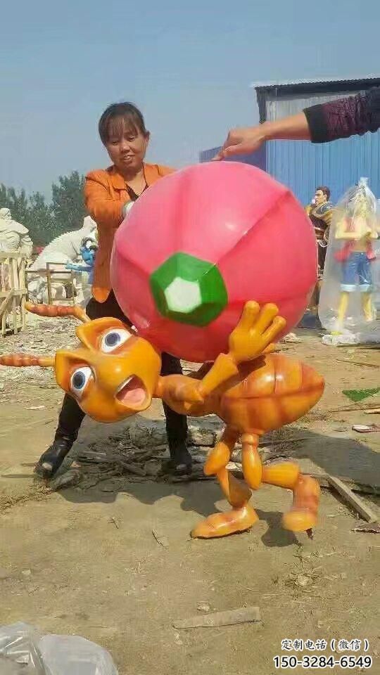 步行街虫子雕塑，铸铜农耕雕塑，镂空方式