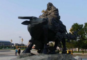 园林老牛雕塑，喷漆运动雕塑，网格形式