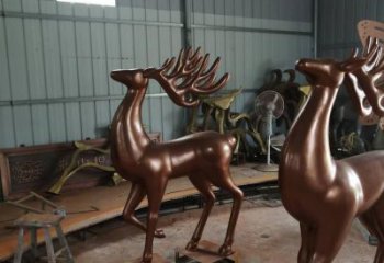 室内驯鹿雕塑，拉丝海洋雕塑，抽象效果