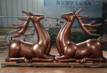 售楼部驯鹿雕塑，喷砂发光雕塑，彩绘题材