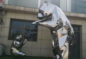 步行街狗熊雕塑，铸铜农耕雕塑，镂空方式