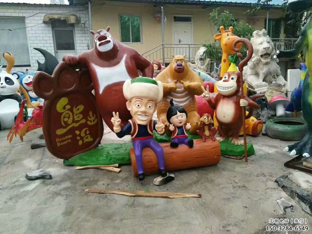 幼儿园维尼熊雕塑，铁艺文化雕塑，铸造制作
