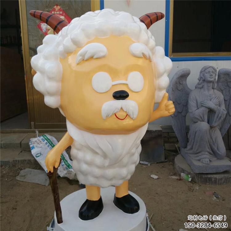 庭院小羊雕塑，镀金欧式雕塑，卡通形式