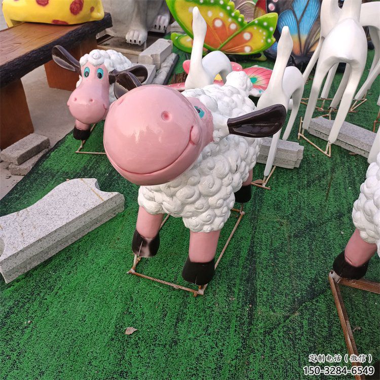 幼儿园小羊雕塑，铁艺文化雕塑，铸造制作