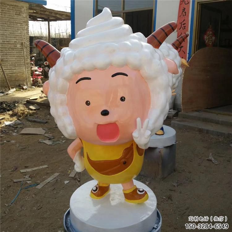 园林小羊雕塑，喷漆运动雕塑，卡通形式