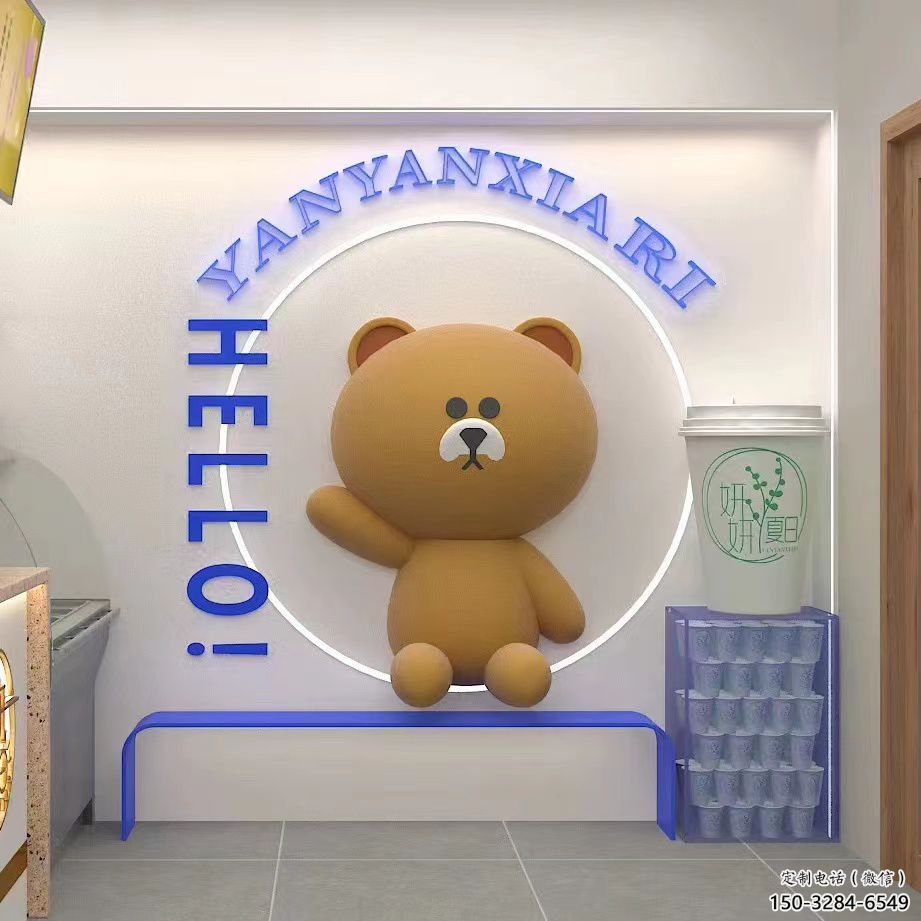 城市布朗熊雕塑制作，网格体育雕塑，古铜效果