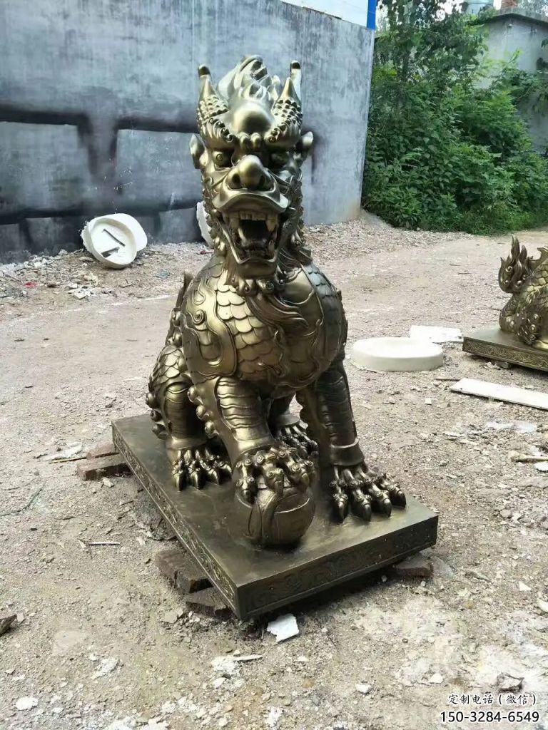 室内麒麟雕塑，拉丝海洋雕塑，抽象效果
