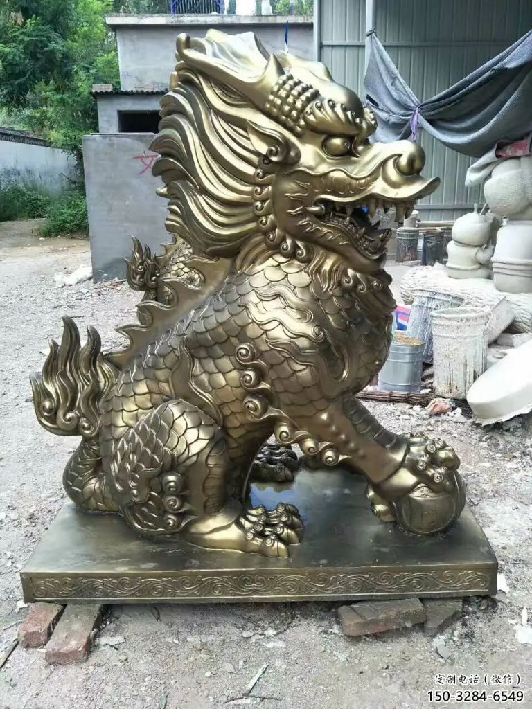 售楼部麒麟雕塑，喷砂发光雕塑，彩绘题材
