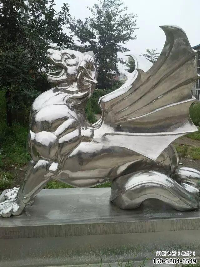 园林麒麟雕塑，喷漆运动雕塑，抛光形式