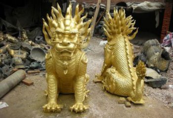 幼儿园麒麟雕塑，铁艺文化雕塑，铸造制作