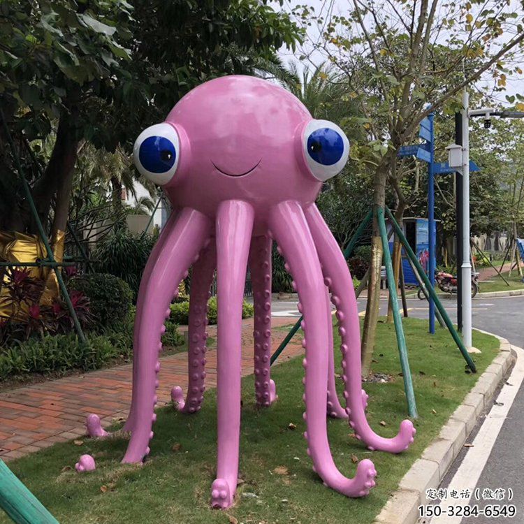 广场乌贼雕塑，卡通水景雕塑，抽象效果