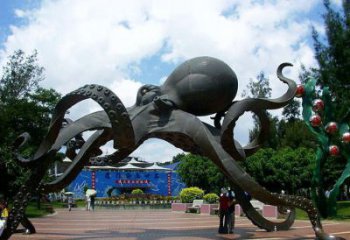 抽象章鱼雕塑 店门口彩绘雕塑 步行街摆件
