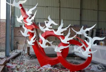 庭院鸽子雕塑，镀金欧式雕塑，彩绘形式