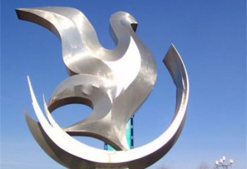小区鸽子雕塑，拉丝鸟类雕塑，抽象效果