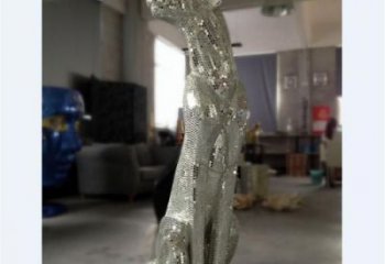 动物馆猎豹雕塑，镀铜动物雕塑，镀铜工艺