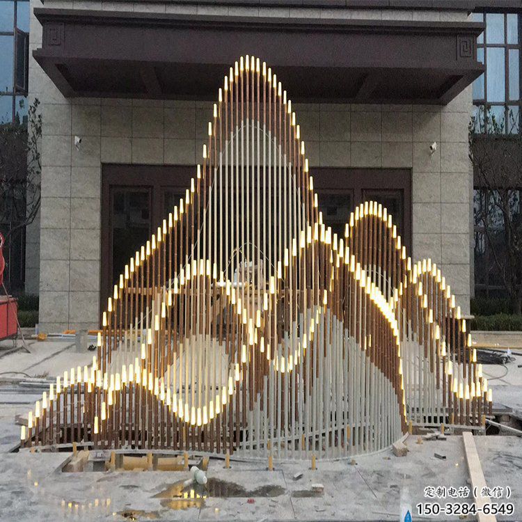 校园假山雕塑，拉丝景观雕塑，公园主题