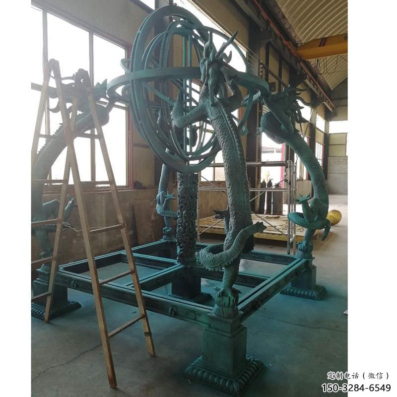步行街浑天仪雕塑，锻造景观雕塑，喷漆方式