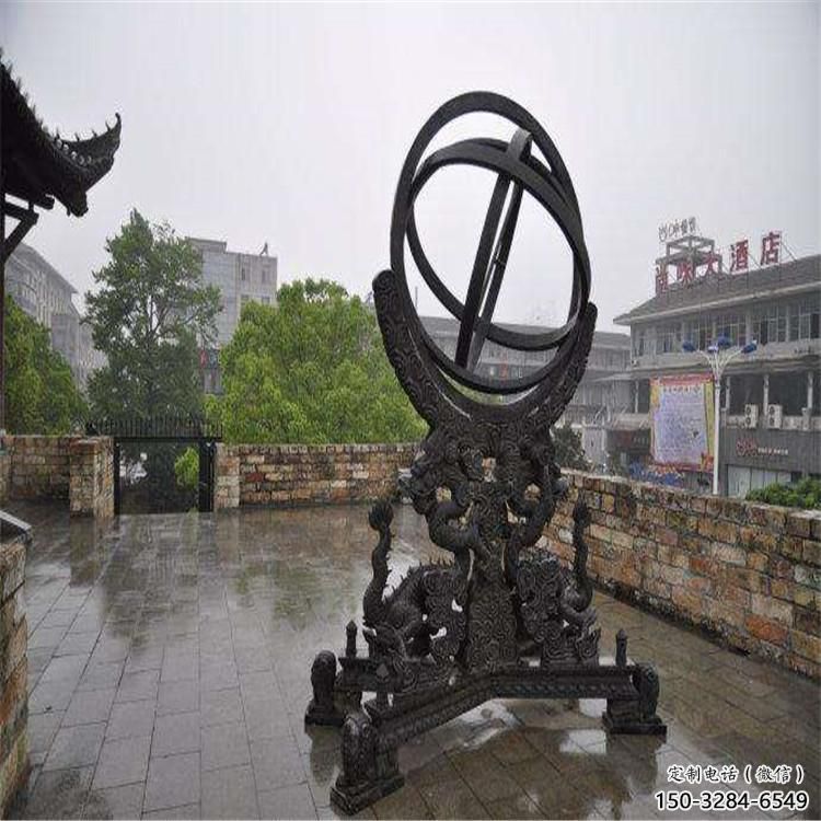 售楼部浑天仪雕塑厂家，喷砂发光雕塑，烤漆题材