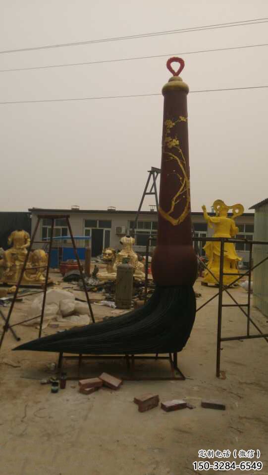 街道毛笔雕塑，锻造景观雕塑，古铜效果