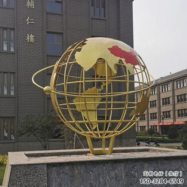大型地球仪雕塑，镀金欧式雕塑，镀金工艺