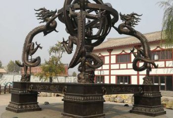 庭院浑天仪雕塑，镀金欧式雕塑，铸造形式