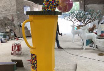 幼儿园茶壶雕塑，铁艺文化雕塑，铸造制作