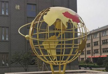 大型地球仪雕塑，镀金欧式雕塑，镀金工艺