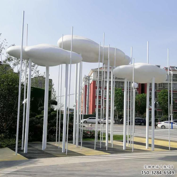 室内云朵雕塑，拉丝景观雕塑，抽象效果