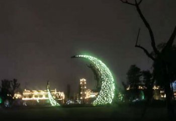 景观馆月亮雕塑，镀铜景观雕塑，镀铜工艺