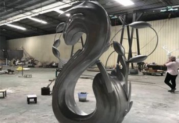 城市海浪雕塑，网格体育雕塑，古铜效果
