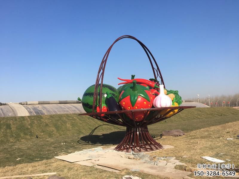 步行街花篮雕塑，锻造景观雕塑，烤漆方式