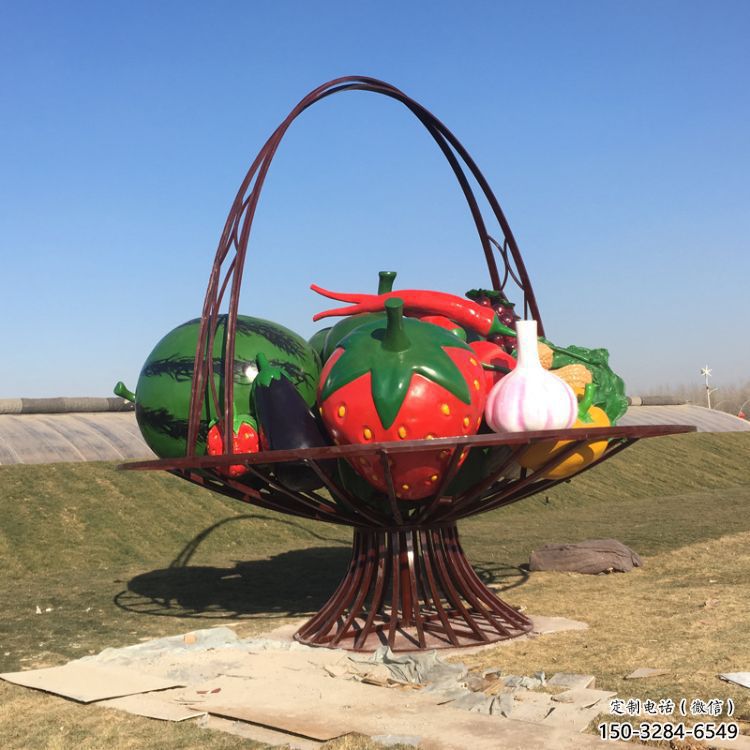 城市花篮雕塑，彩绘景观雕塑，古铜效果