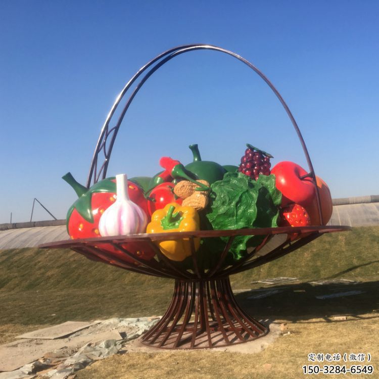 庭院花篮雕塑，仿真欧式雕塑，彩绘形式