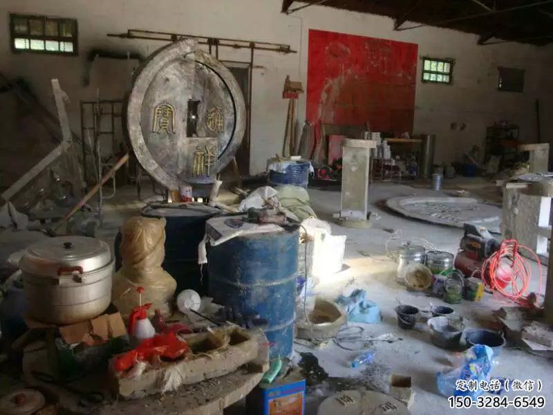 酒店铜钱雕塑，烤漆户外雕塑，仿古摆件
