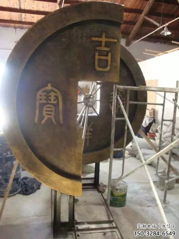 铜钱雕塑，仿古景观雕塑，广场摆件