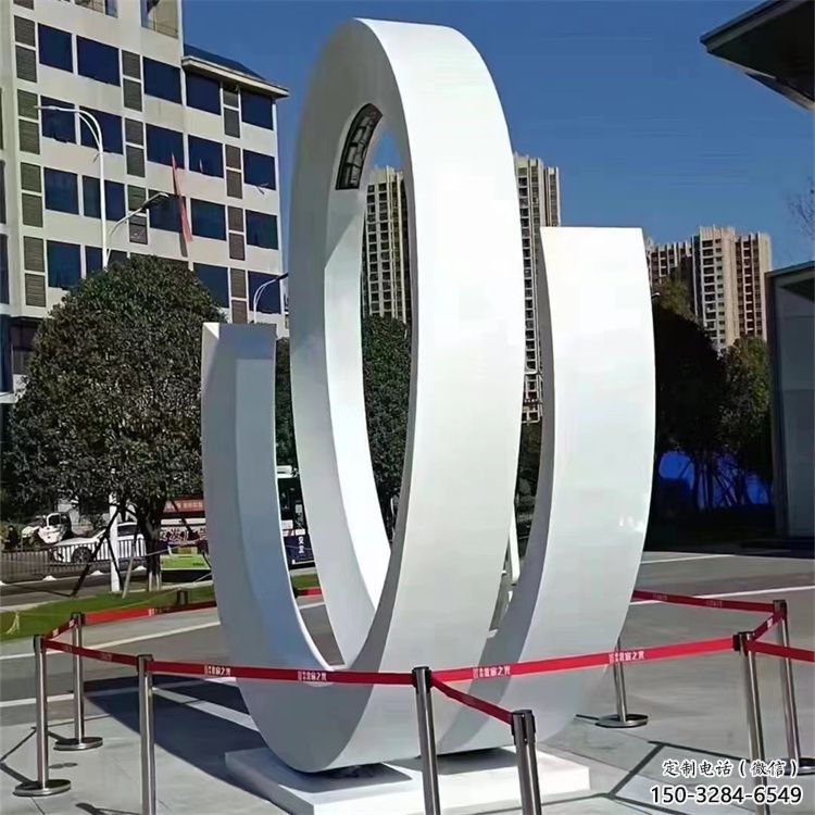 售楼部圆环雕塑，喷砂发光雕塑，烤漆题材
