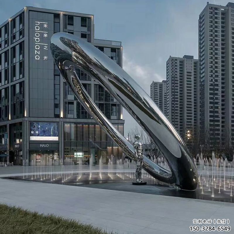 酒店圆环雕塑，镜面欧式雕塑，仿古摆件