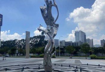 步行街海浪雕塑，锻造景观雕塑，抛光方式