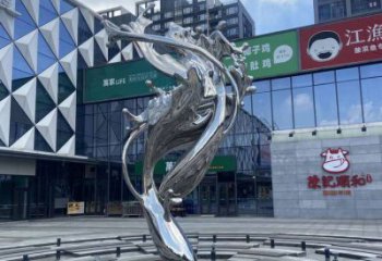 校园海浪雕塑，拉丝景观雕塑，抽象主题